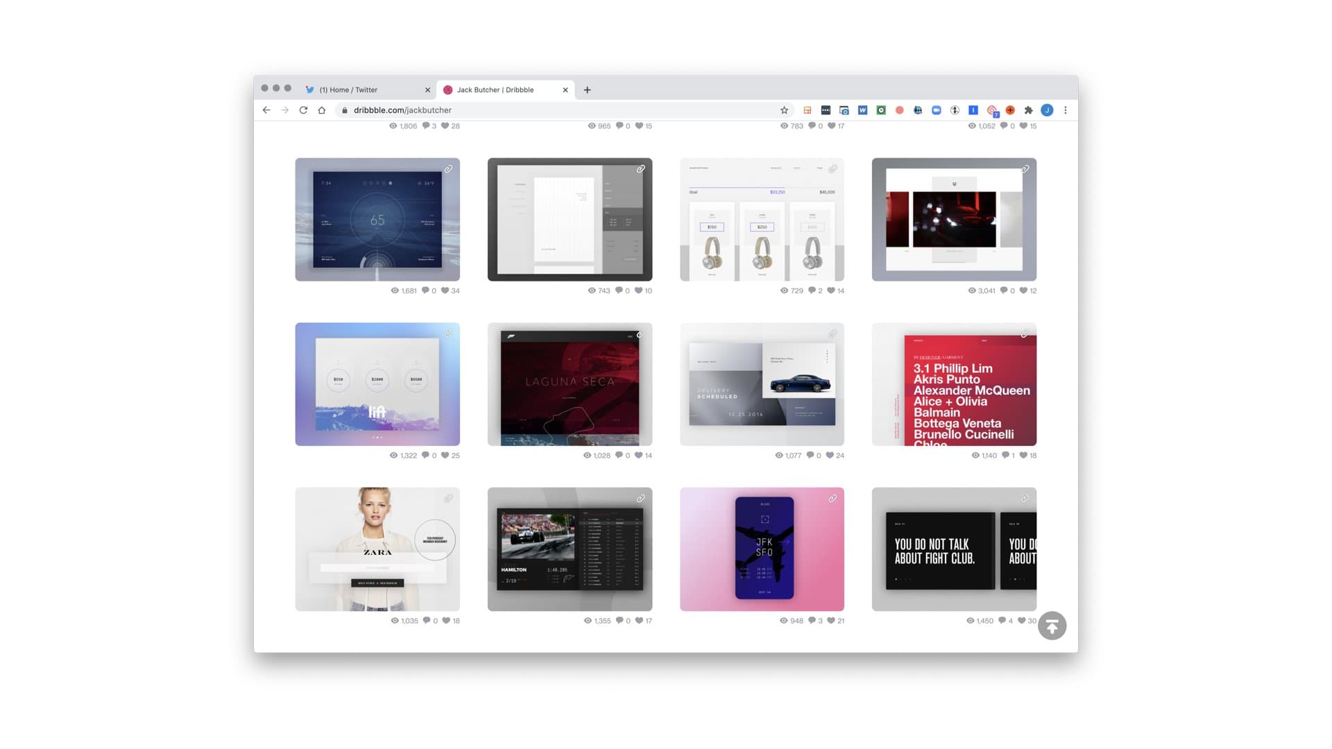 Screenshot of Jack Butcher's design portfolio